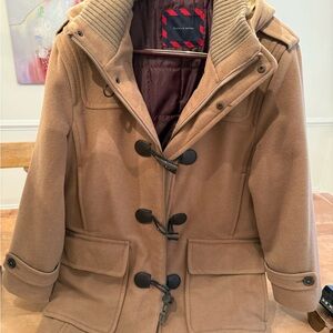 Tommy Hilfiger Tan Wool Jacket with Ribbed Collar